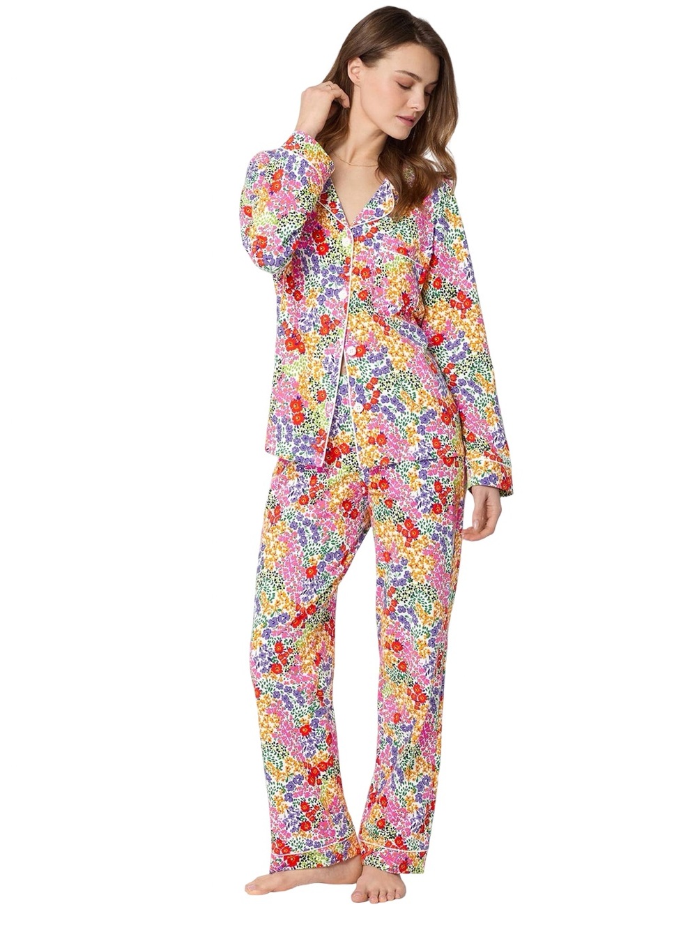 BedHead PJs Spring Fields Organic Cotton Pajama Set Size Large Petite Colorful